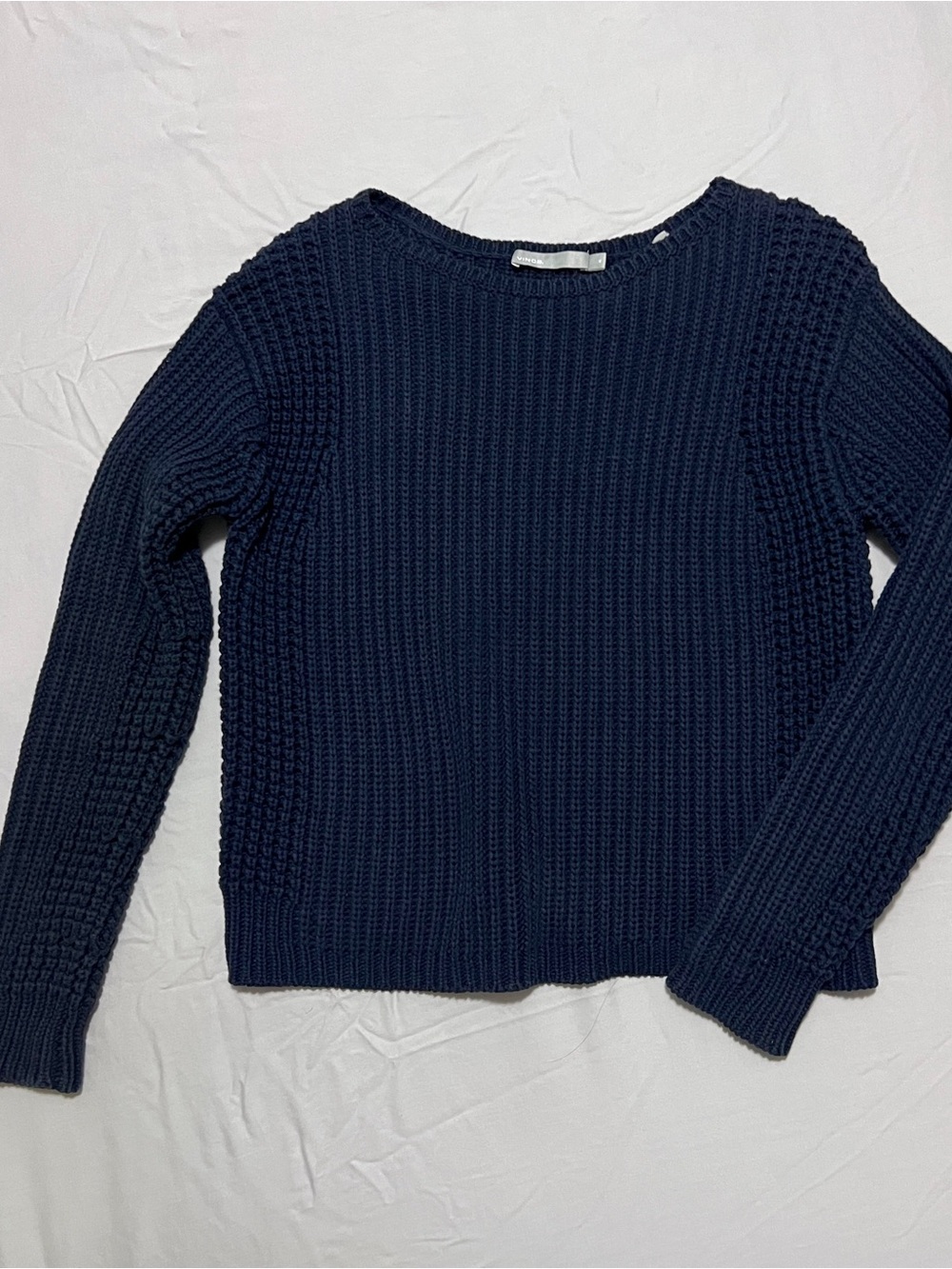 Vince Navy Ribbed Crew Neck Sweater